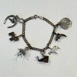 Vintage Double Link Sterling Silver 925 Charm Bracelet Horses Kentucky Ballerina
